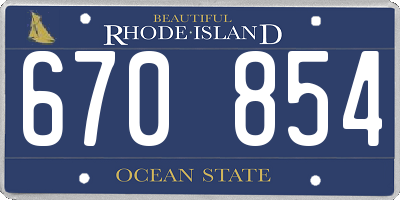 RI license plate 670854