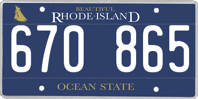 RI license plate 670865