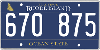 RI license plate 670875