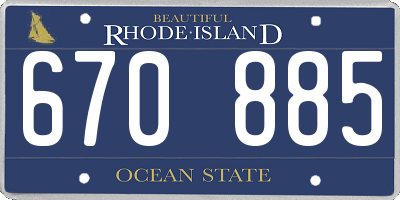 RI license plate 670885
