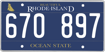 RI license plate 670897