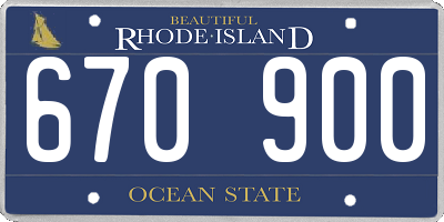 RI license plate 670900