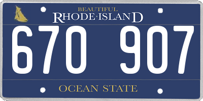 RI license plate 670907