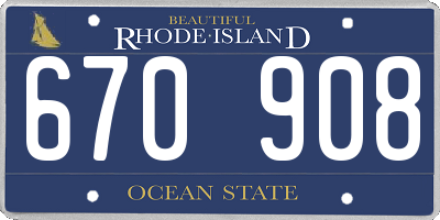 RI license plate 670908