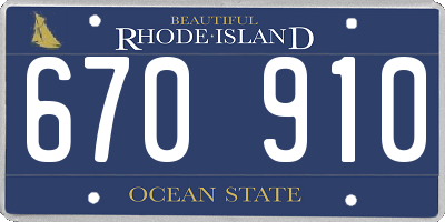 RI license plate 670910