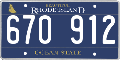 RI license plate 670912