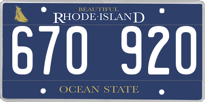 RI license plate 670920