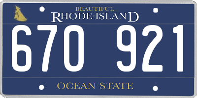 RI license plate 670921