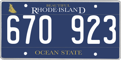RI license plate 670923
