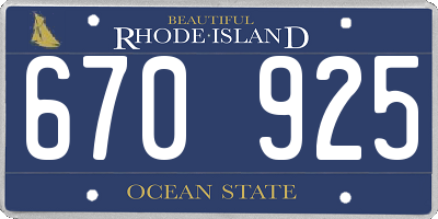 RI license plate 670925