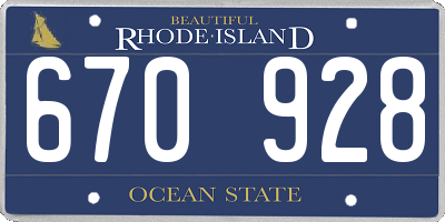 RI license plate 670928