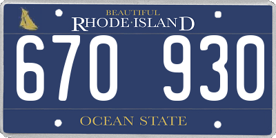 RI license plate 670930