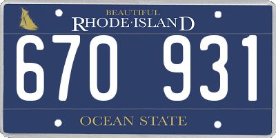 RI license plate 670931