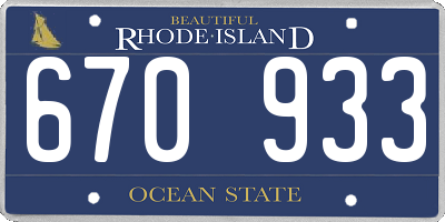RI license plate 670933