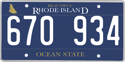 RI license plate 670934