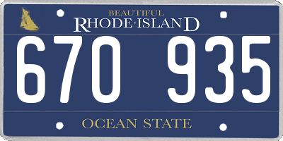 RI license plate 670935