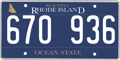 RI license plate 670936