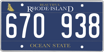 RI license plate 670938