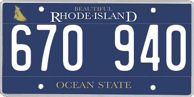 RI license plate 670940