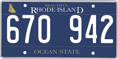 RI license plate 670942