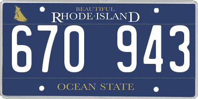 RI license plate 670943