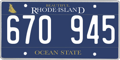 RI license plate 670945