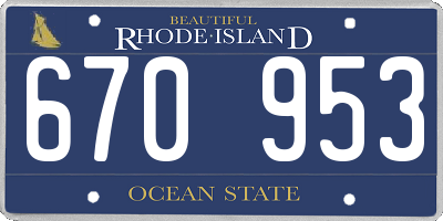 RI license plate 670953