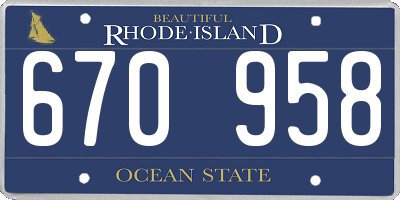 RI license plate 670958