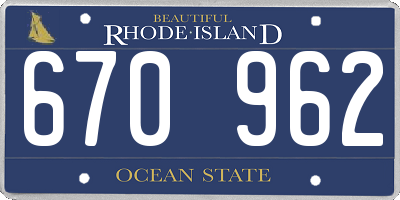RI license plate 670962