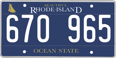 RI license plate 670965