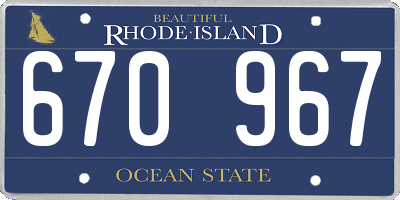 RI license plate 670967