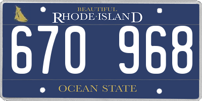 RI license plate 670968
