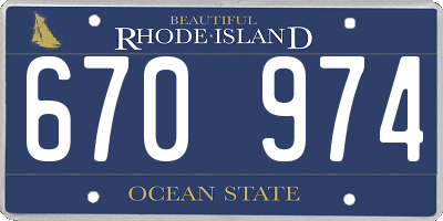 RI license plate 670974