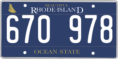 RI license plate 670978
