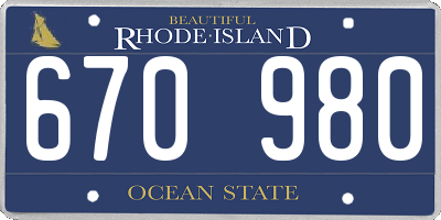 RI license plate 670980