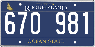 RI license plate 670981