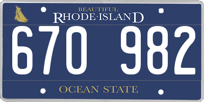 RI license plate 670982