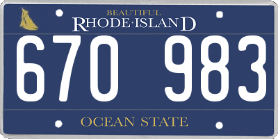 RI license plate 670983