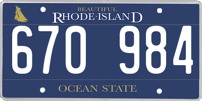 RI license plate 670984