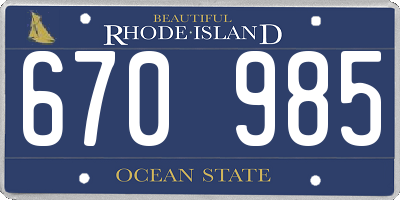 RI license plate 670985
