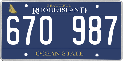 RI license plate 670987