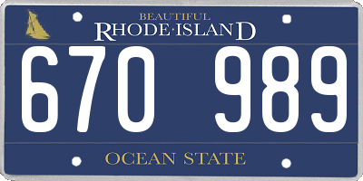 RI license plate 670989