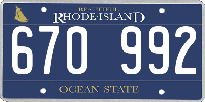 RI license plate 670992