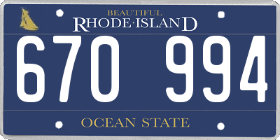 RI license plate 670994