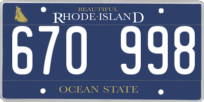 RI license plate 670998