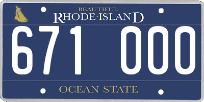 RI license plate 671000