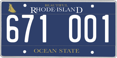 RI license plate 671001