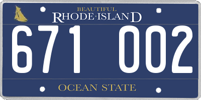 RI license plate 671002
