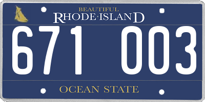 RI license plate 671003