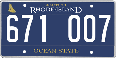 RI license plate 671007